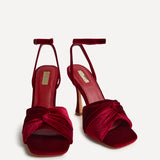 Emery Red Velvet High Heels