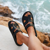 Emmy Black Faux Leather Sandals