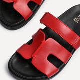 Emmy Red Faux Leather Sandals