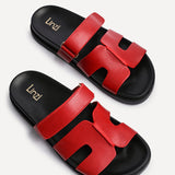 Emmy Red Faux Leather Sandals