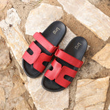 Emmy Red Faux Leather Sandals