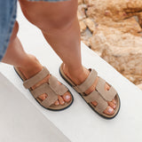 Emmy Taupe Faux Nubuck Sandals