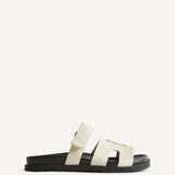 Emmy White Faux Leather Sandals