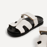 Emmy White Faux Leather Sandals