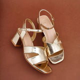 Empire Wide Fit Gold Block Heels