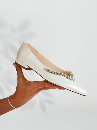 Endless Bridal Ivory Satin Pointed Pumps