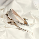 Endless Bridal Ivory Satin Pointed Pumps
