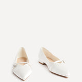 Engaged Bridal Ivory Satin Ballet Flats