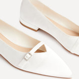 Engaged Bridal Ivory Satin Ballet Flats