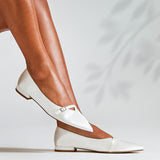 Engaged Bridal Ivory Satin Ballet Flats
