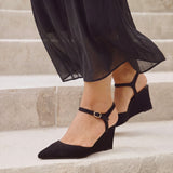 Enhanced Black Wedge Court Shoes