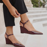 Enhanced Burgundy Wedge Court Shoes