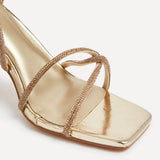 Entice Gold Diamante Strappy Heels