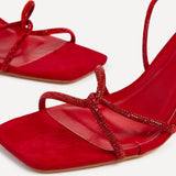 Entice Red Diamante Strappy Heels