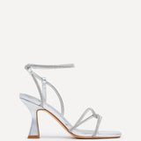 Entice Silver Diamante Strappy Heels