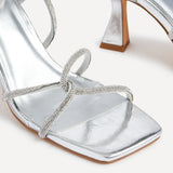 Entice Silver Diamante Strappy Heels