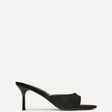 Erin Black Faux Suede Mule Heels