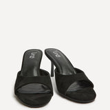 Erin Black Faux Suede Mule Heels