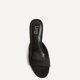Erin Black Faux Suede Mule Heels