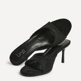 Erin Black Faux Suede Mule Heels