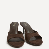Erin Brown Faux Suede Mule Heels
