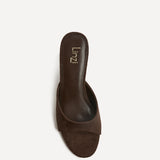 Erin Brown Faux Suede Mule Heels