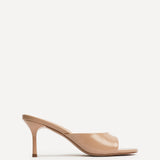 Erin Mocha Faux Leather Mule Heels