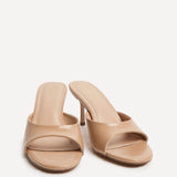 Erin Mocha Faux Leather Mule Heels