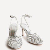 Eros Silver Faux Leather Caged Heels