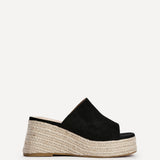 Espresso Black Espadrille Mule Wedges