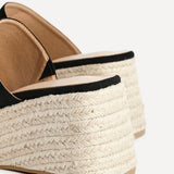Espresso Black Espadrille Mule Wedges