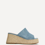 Espresso Pale Blue Faux Suede Espadrille Mule Wedges