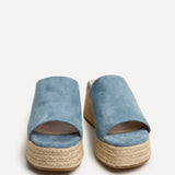 Espresso Pale Blue Faux Suede Espadrille Mule Wedges