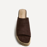 Espresso Brown Faux Suede Espadrille Mule Wedges