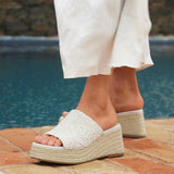 Espresso Ivory Espadrille Mule Wedges