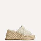 Espresso Ivory Espadrille Mule Wedges