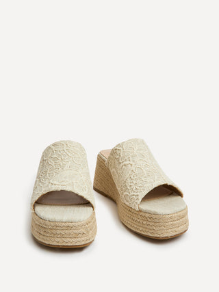 Espresso Ivory Espadrille Mule Wedges