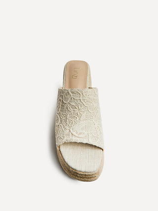 Espresso Ivory Espadrille Mule Wedges
