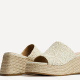 Espresso Ivory Espadrille Mule Wedges