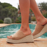 Espresso Mocha Espadrille Mule Wedges