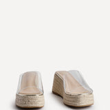 Espresso Perspex Espadrille Mule Wedges