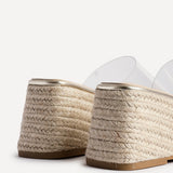 Espresso Perspex Espadrille Mule Wedges