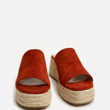 Espresso Rust Faux Suede Espadrille Mule Wedges