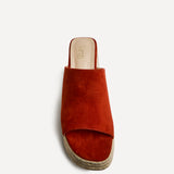Espresso Rust Faux Suede Espadrille Mule Wedges
