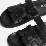 Essential Black Faux Leather Sandals