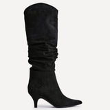 Esteem Black Kitten Heel Long Boots