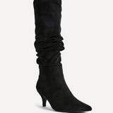 Esteem Black Kitten Heel Long Boots