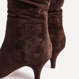 Esteem Brown Kitten Heel Long Boots