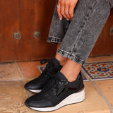 Everett Black Glitter Wedged Trainers