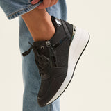 Everett Black Glitter Wedged Trainers